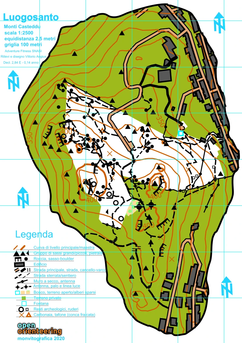 Mappa di orienteering in Sardegna